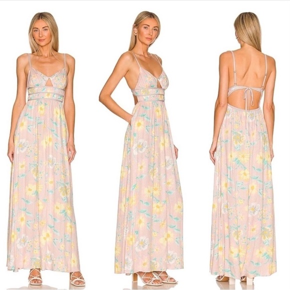 Free People wisteria maxi dress in light combo size large - Picture 1 of 7